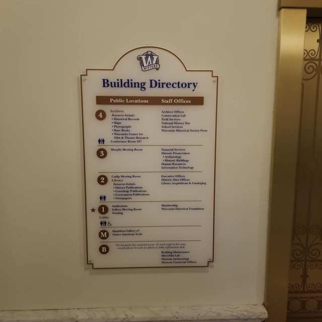Wisconsin State Historical Society Building Directory